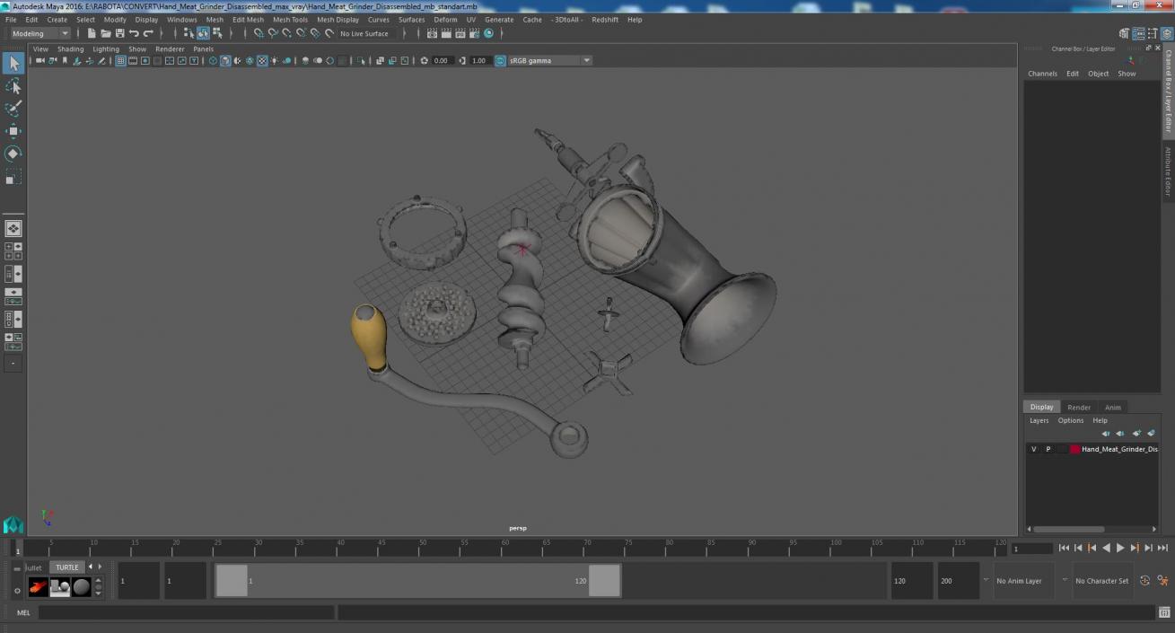 3D model Hand Meat Grinder Disassembled