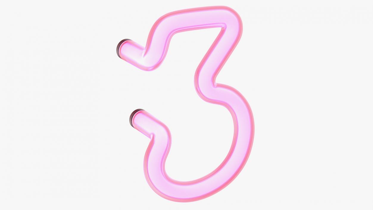 3D Glowing Neon Tube Light Digit 3