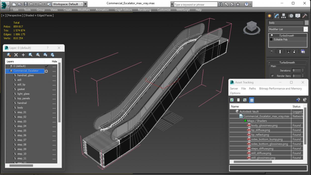 3D model Commercial Escalator