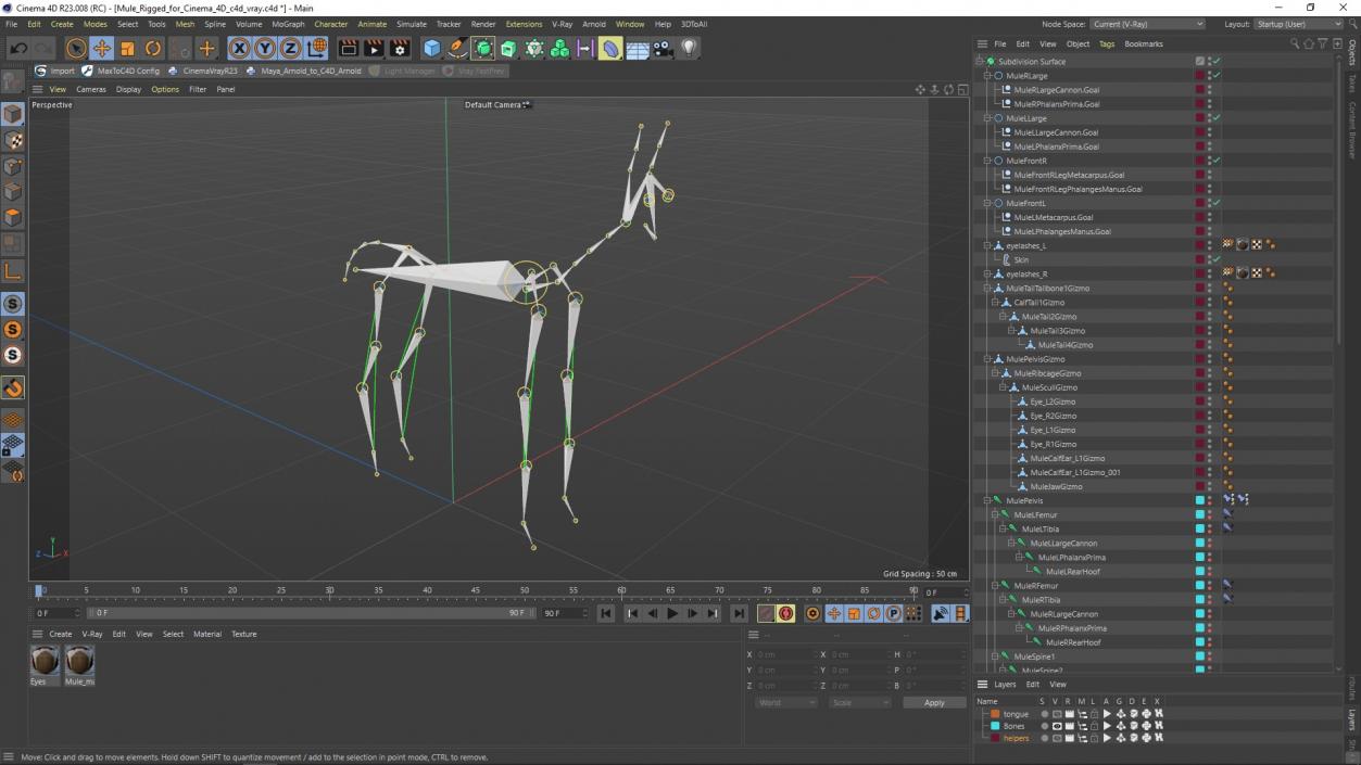 3D model Mule Rigged for Cinema 4D