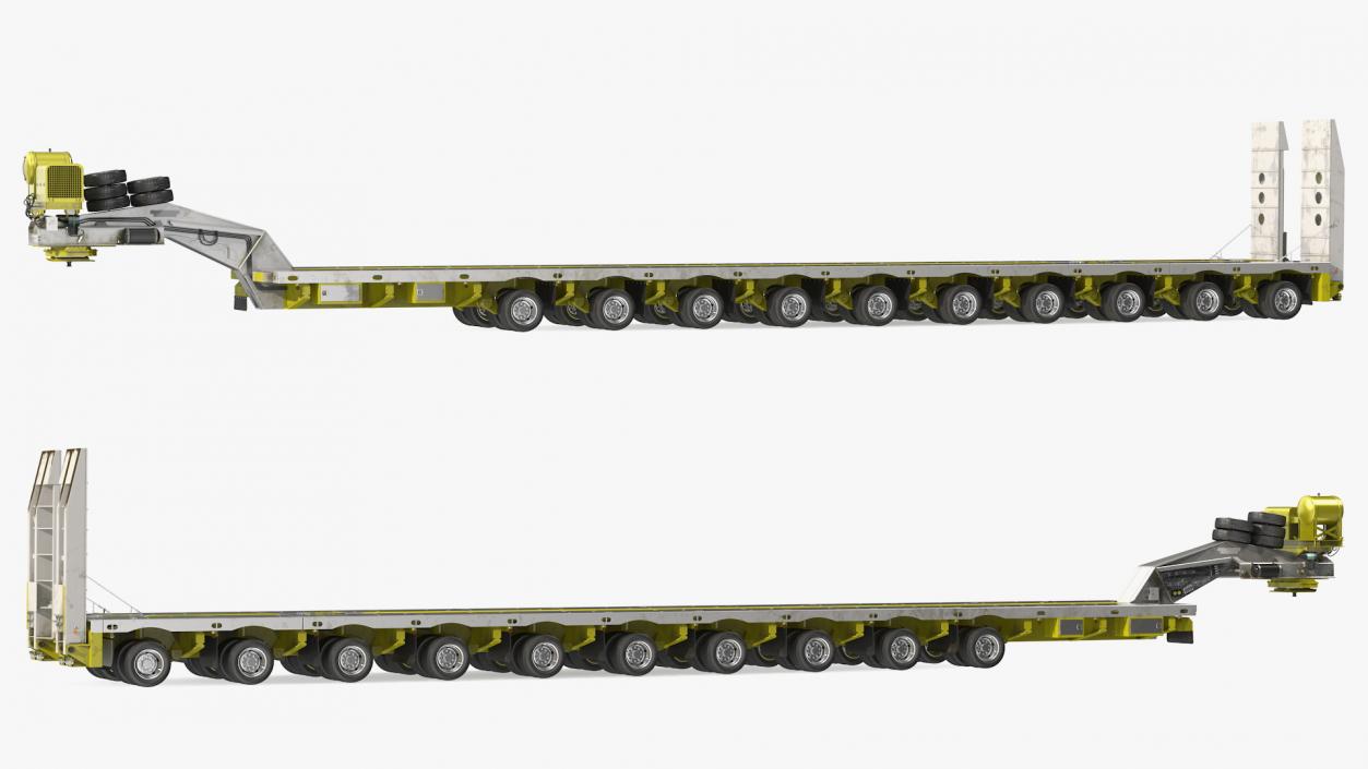 3D model Steerable Heavy Transport Trailer Rigged