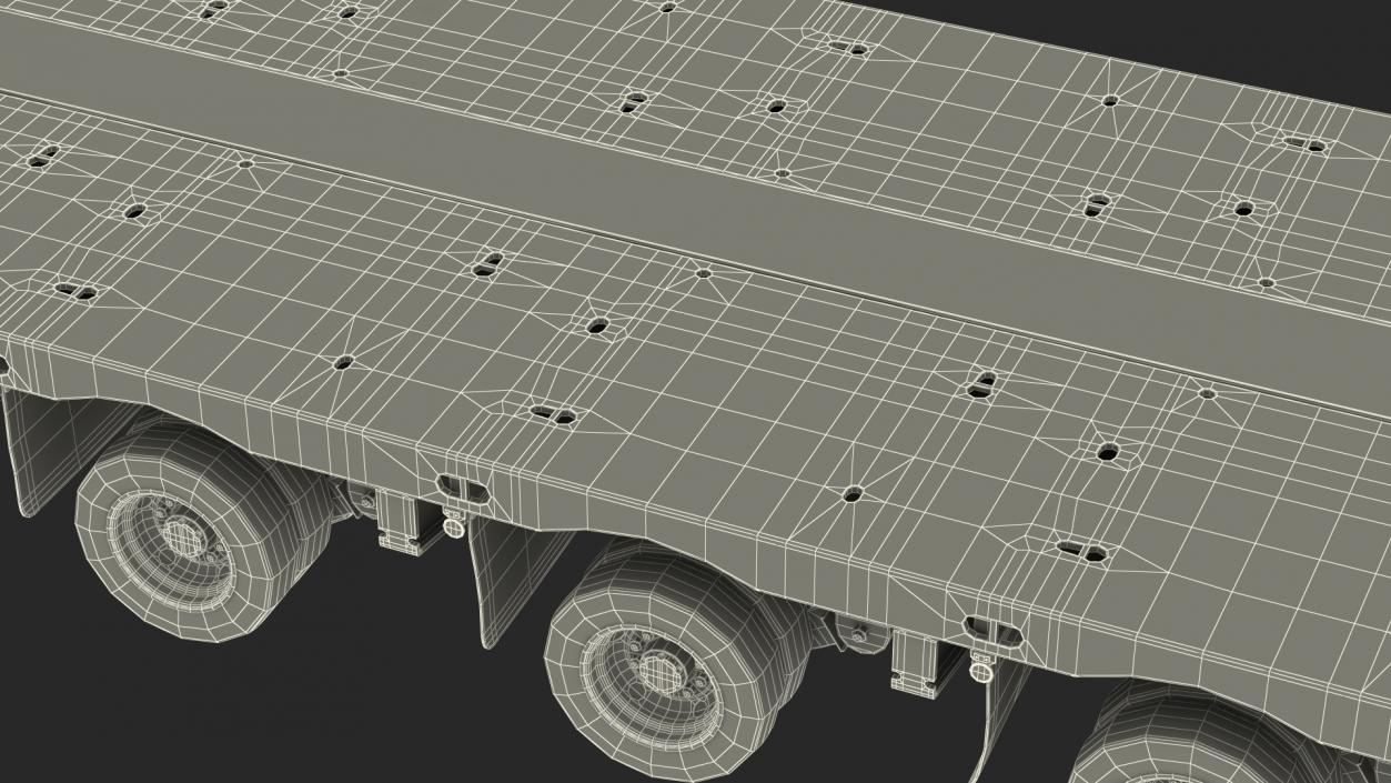 3D model Steerable Heavy Transport Trailer Rigged