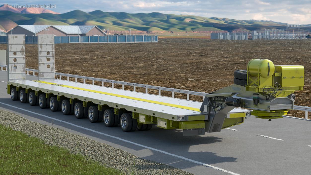 3D model Steerable Heavy Transport Trailer Rigged