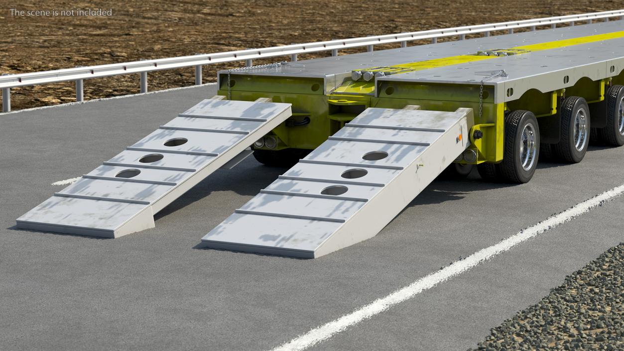 3D model Steerable Heavy Transport Trailer Rigged