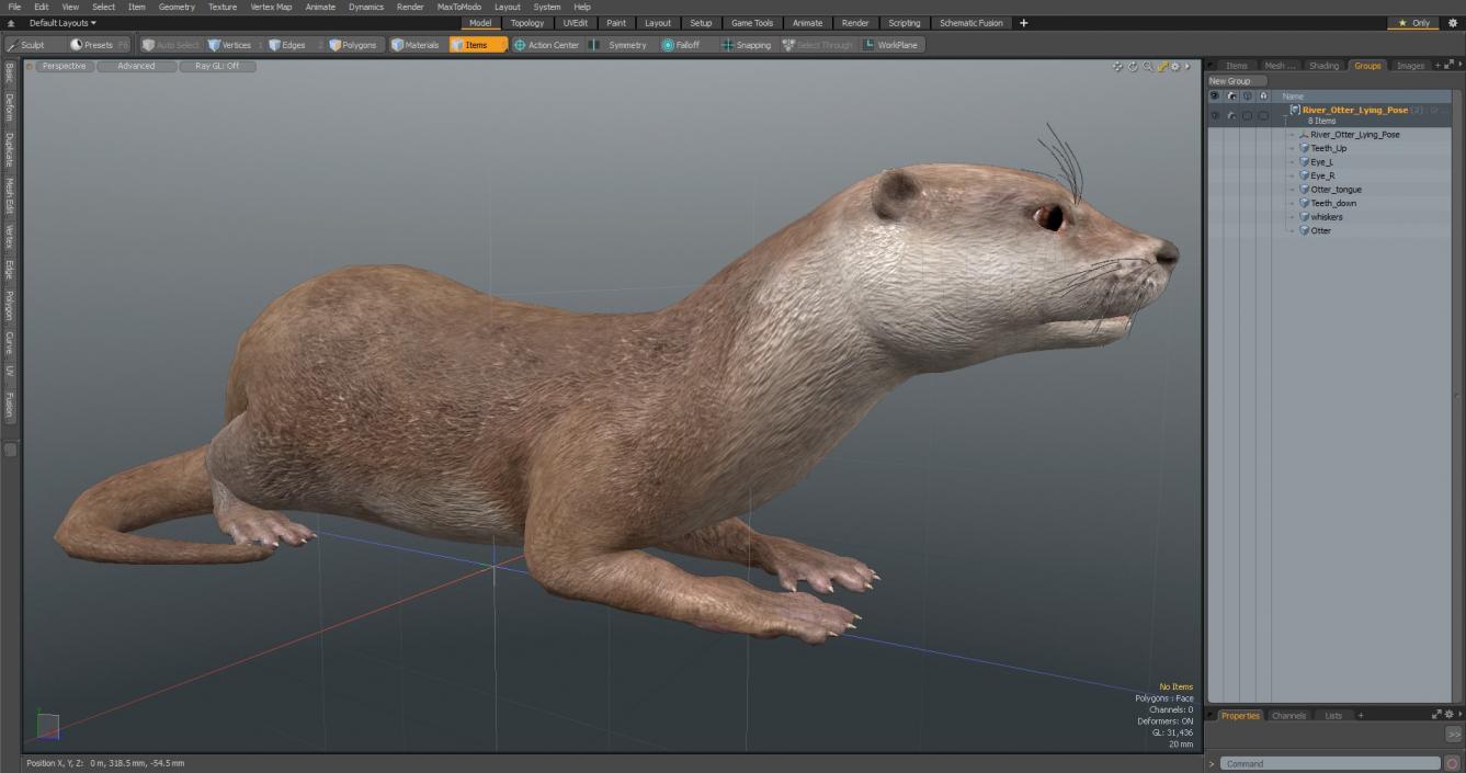 River Otter Lying Pose 3D