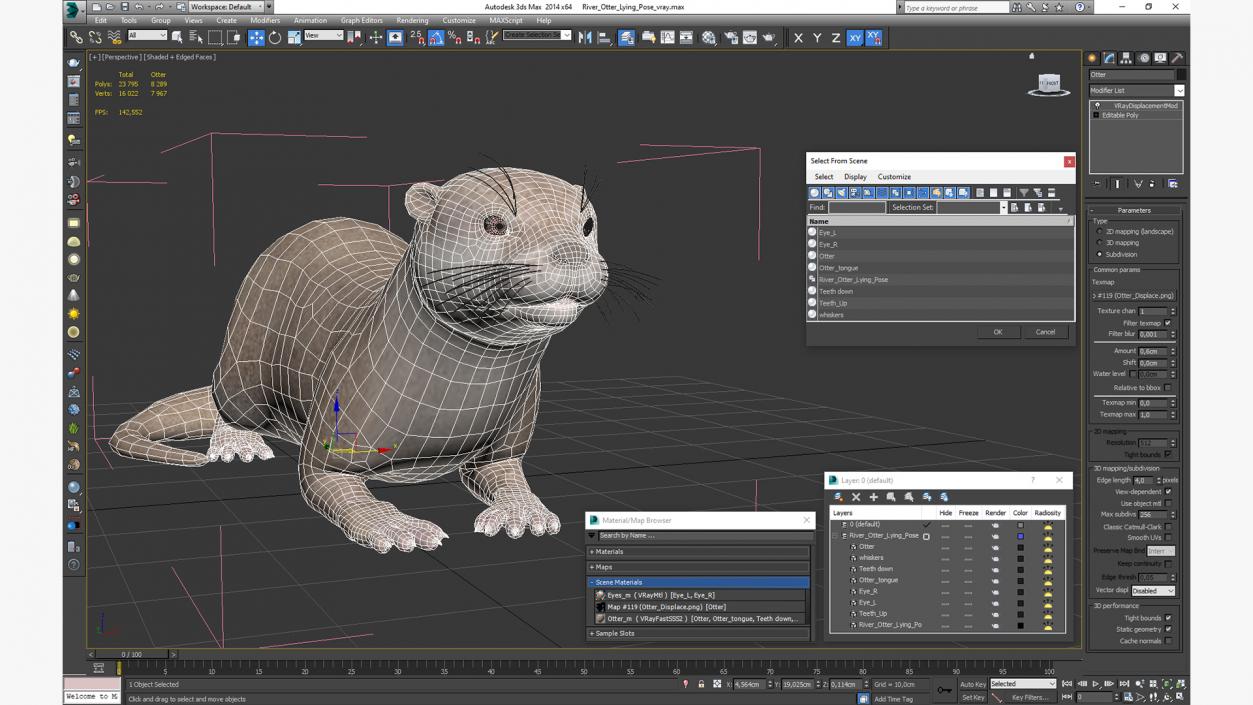 River Otter Lying Pose 3D