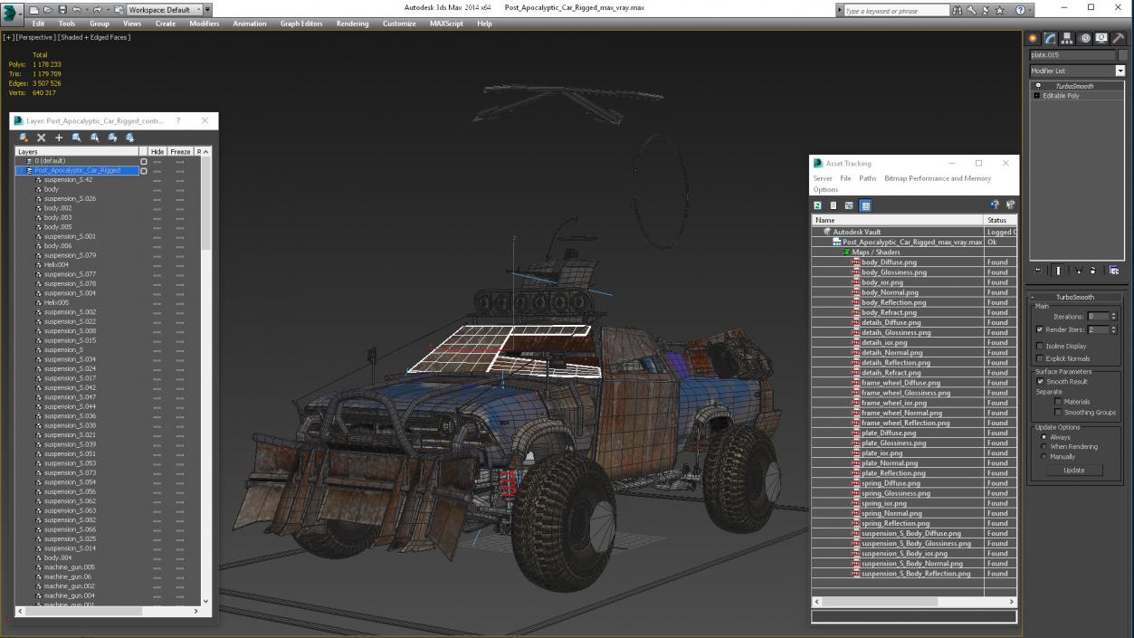 Post Apocalyptic Car Rigged 3D