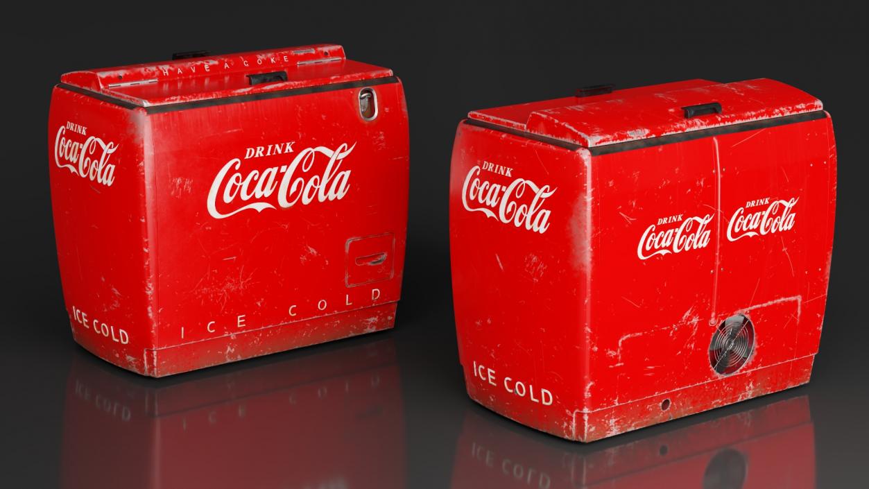 3D Old Refrigerator Coca Cola 2 model