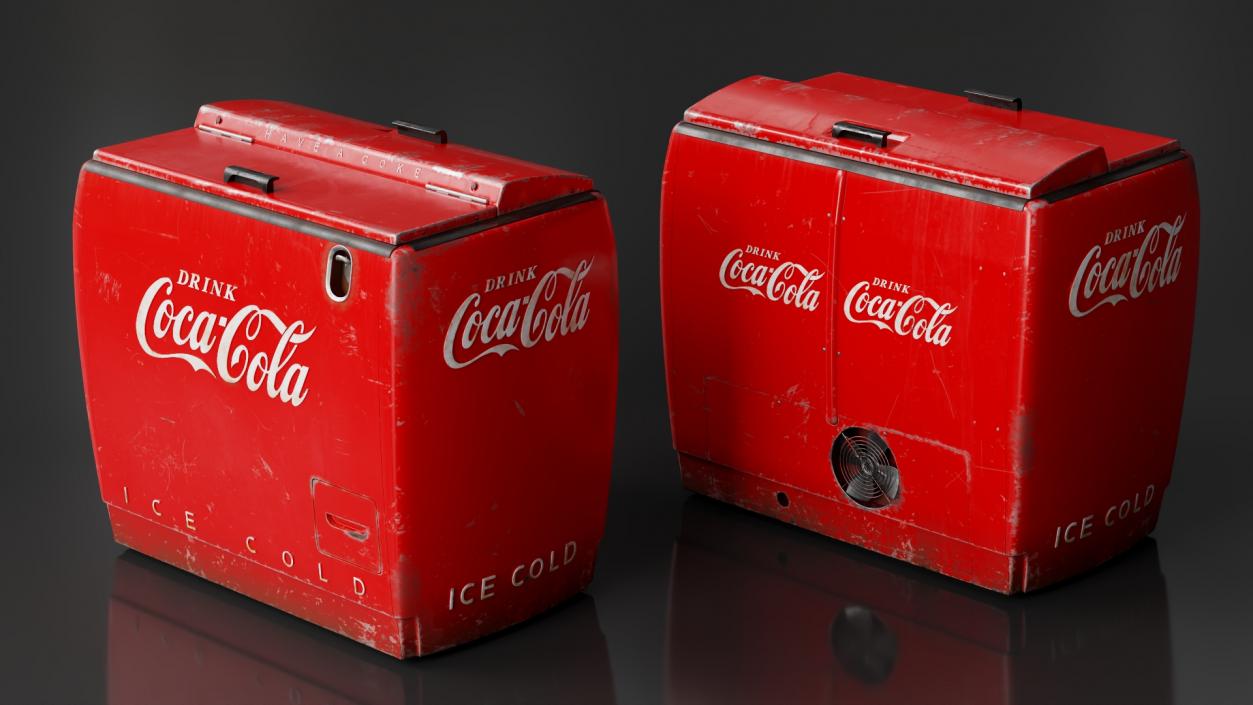 3D Old Refrigerator Coca Cola 2 model