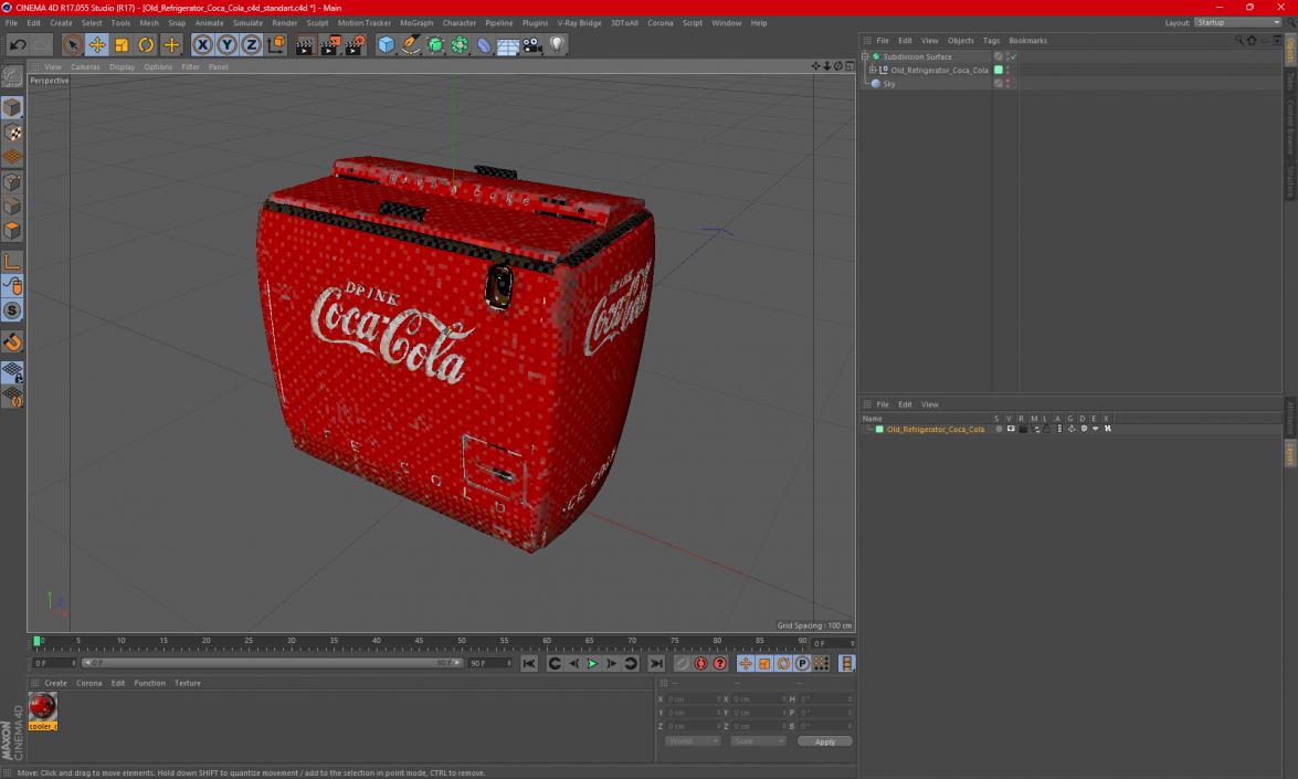 3D Old Refrigerator Coca Cola 2 model