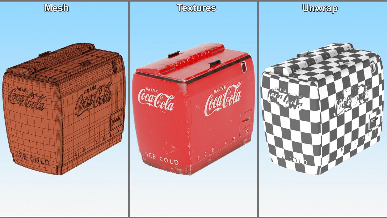 3D Old Refrigerator Coca Cola 2 model