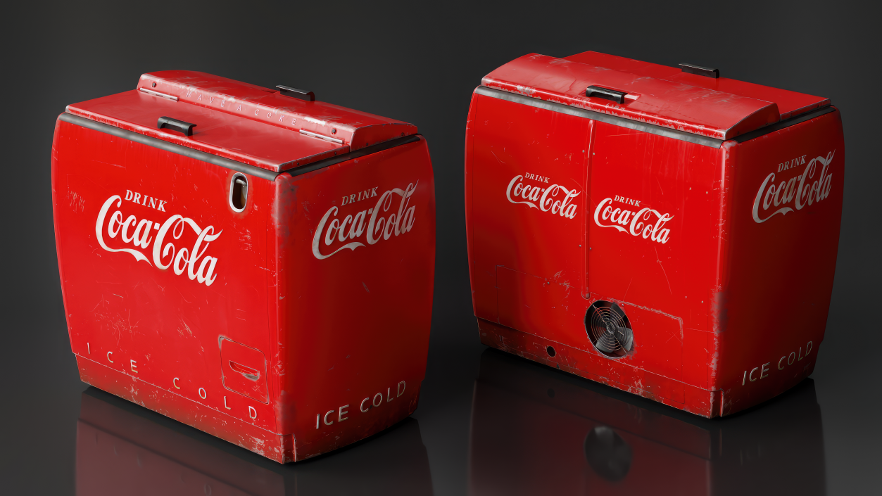 3D Old Refrigerator Coca Cola 2 model