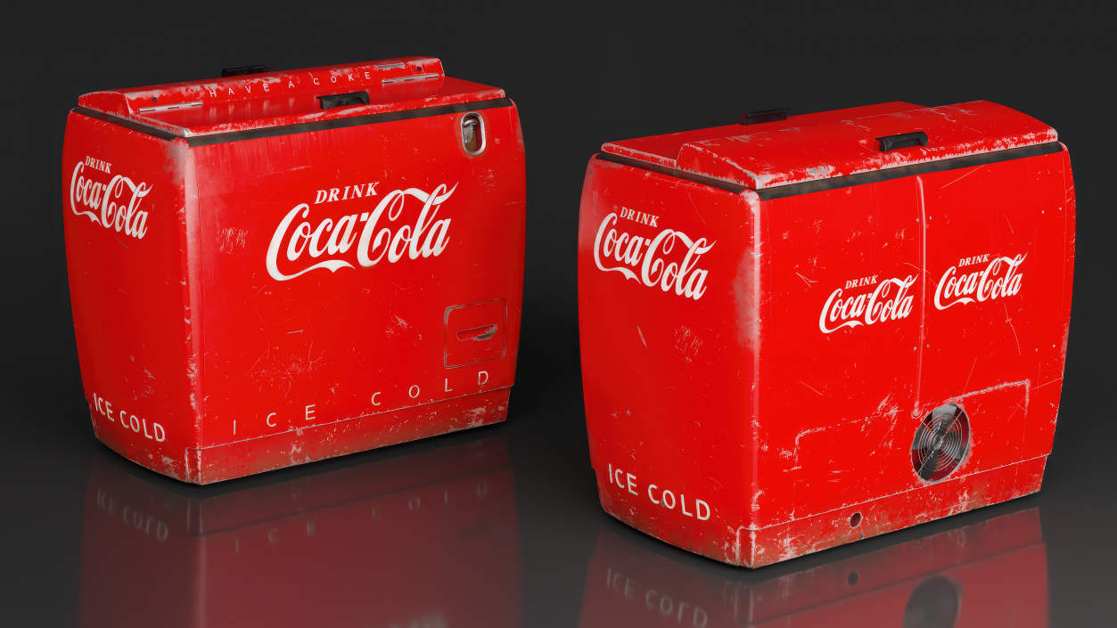 3D Old Refrigerator Coca Cola 2 model