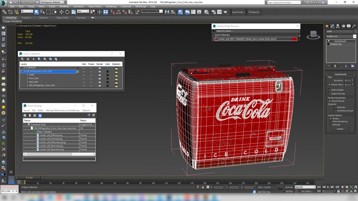 3D Old Refrigerator Coca Cola 2 model