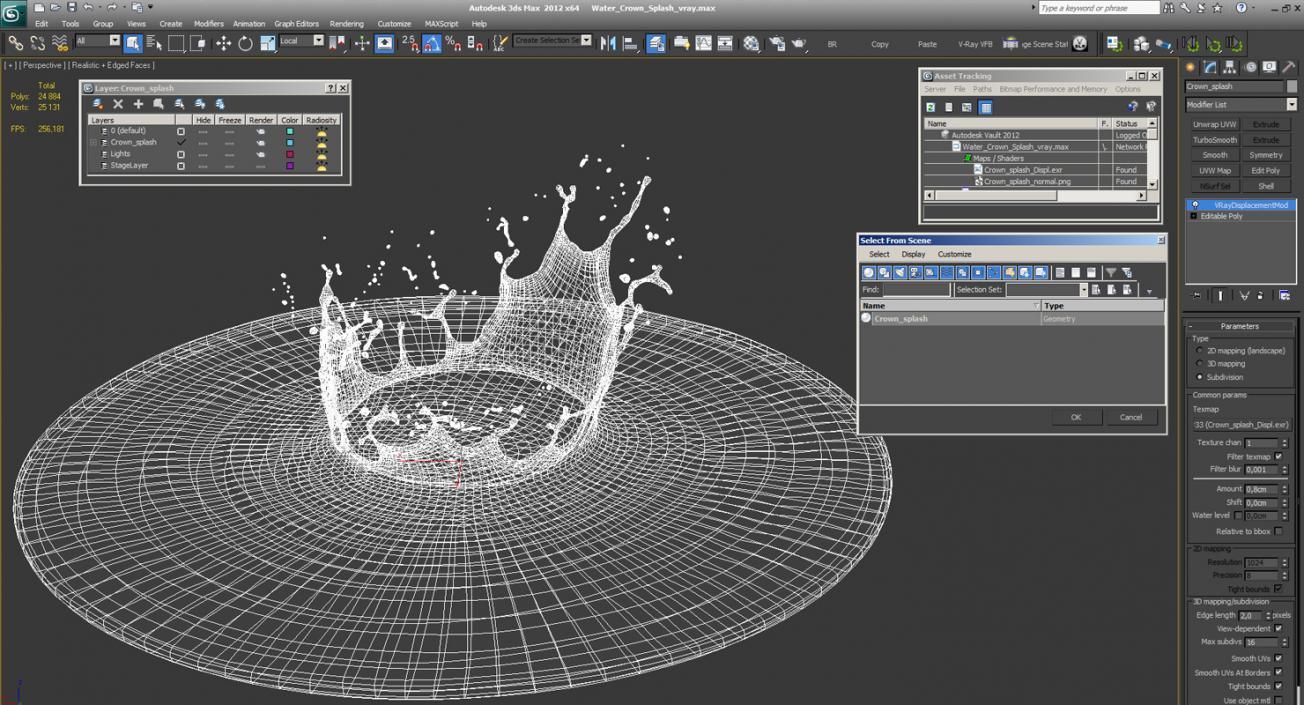 3D Water Crown Splash model