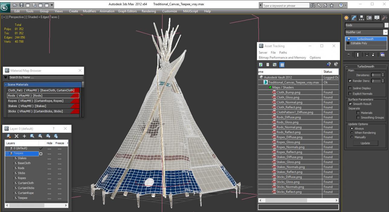 3D model Traditional Canvas Teepee