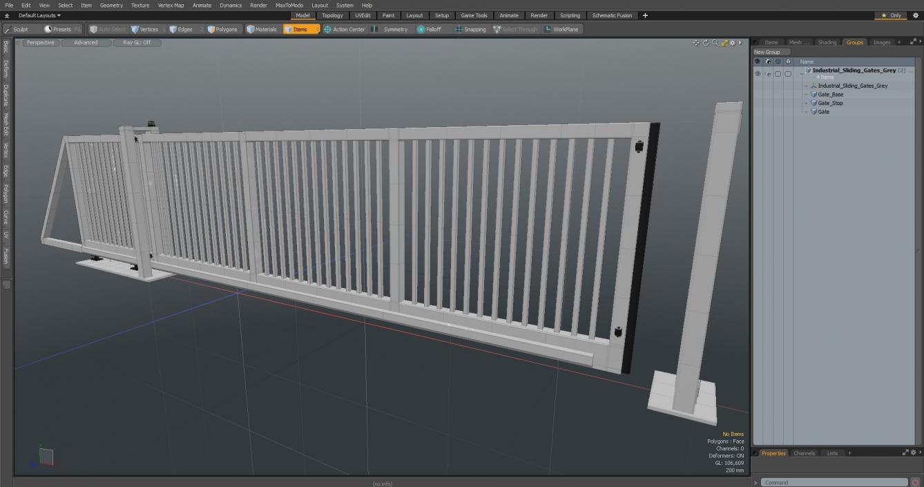 Industrial Sliding Gates Grey 3D model