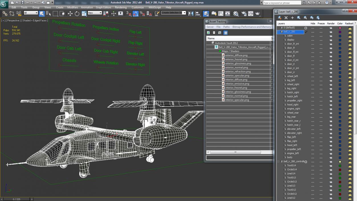 Bell V-280 Valor Tiltrotor Aircraft Rigged 3D