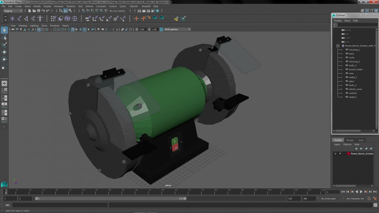 3D model Power Bench Grinder with Two Wheels