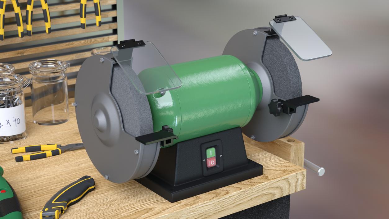 3D model Power Bench Grinder with Two Wheels