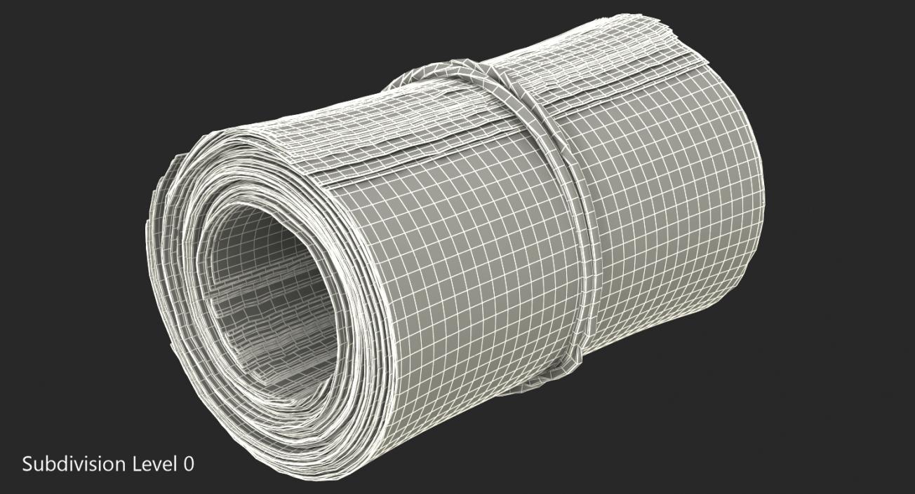 3D Roll Of New 100 Dollar Bills model