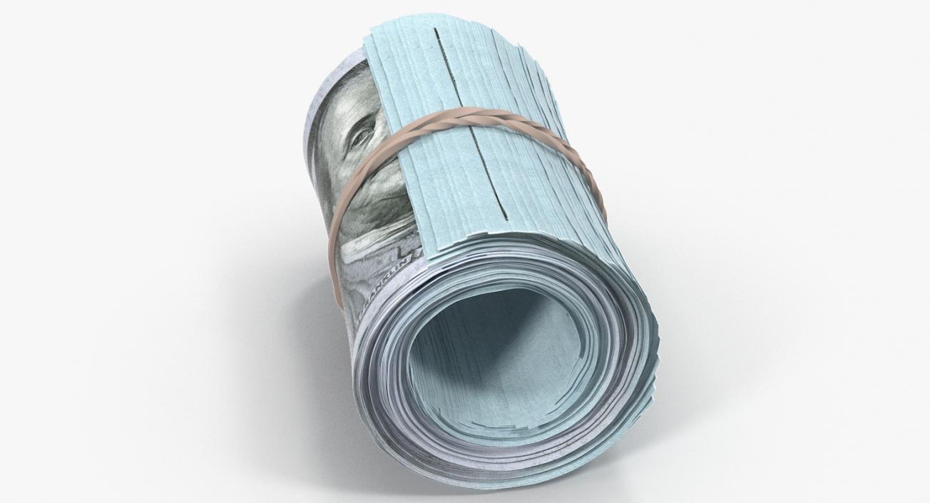 3D Roll Of New 100 Dollar Bills model