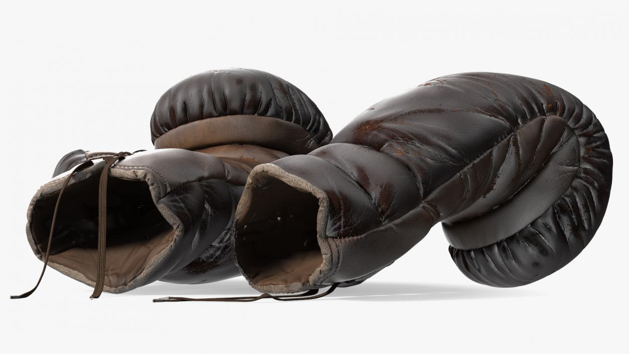 Old Brown Leather Boxing Gloves(1) 3D model