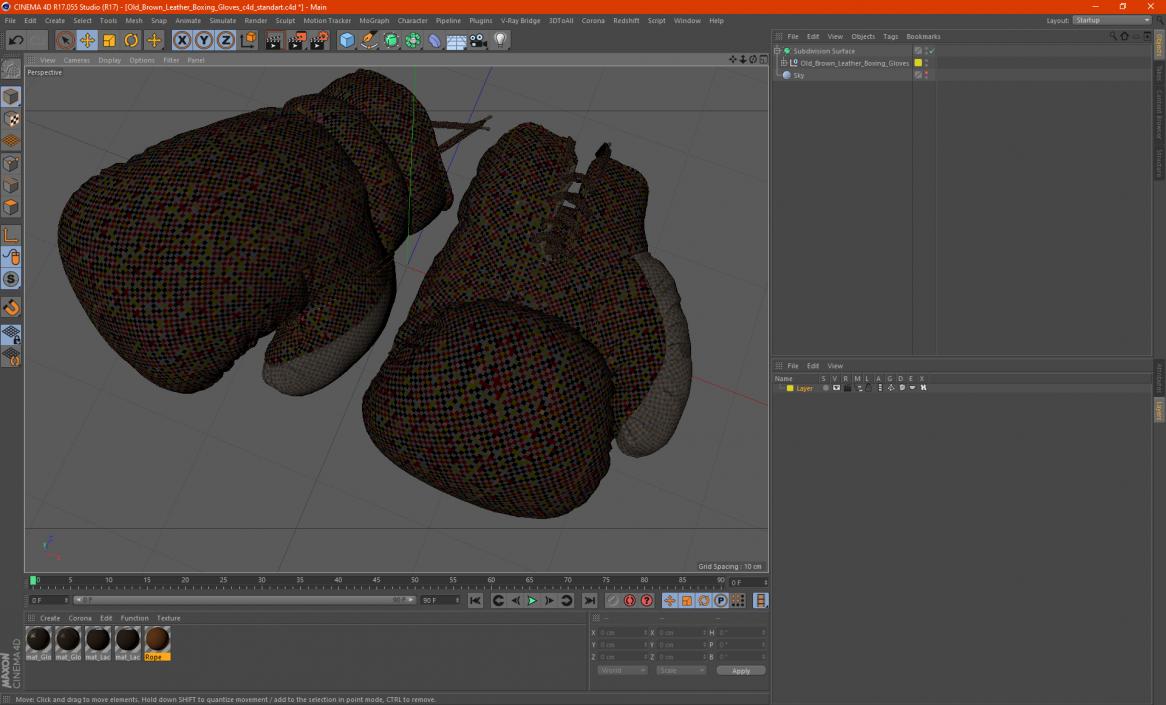 Old Brown Leather Boxing Gloves(1) 3D model