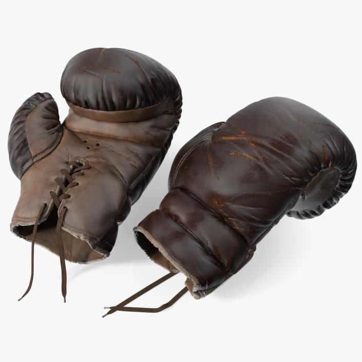 Old Brown Leather Boxing Gloves(1) 3D model