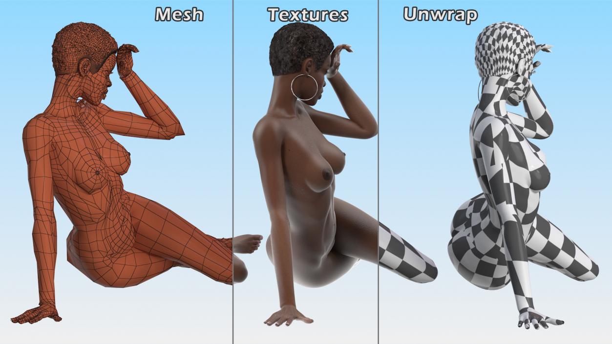3D model Nude Dark Skin Woman