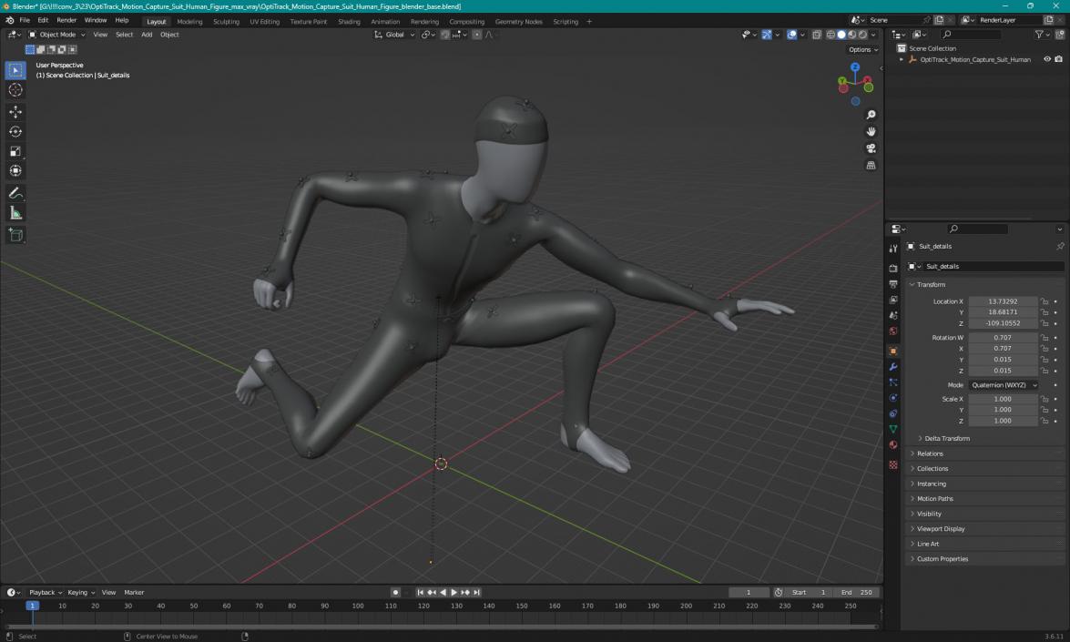 OptiTrack Motion Capture Suit Human Figure 3D