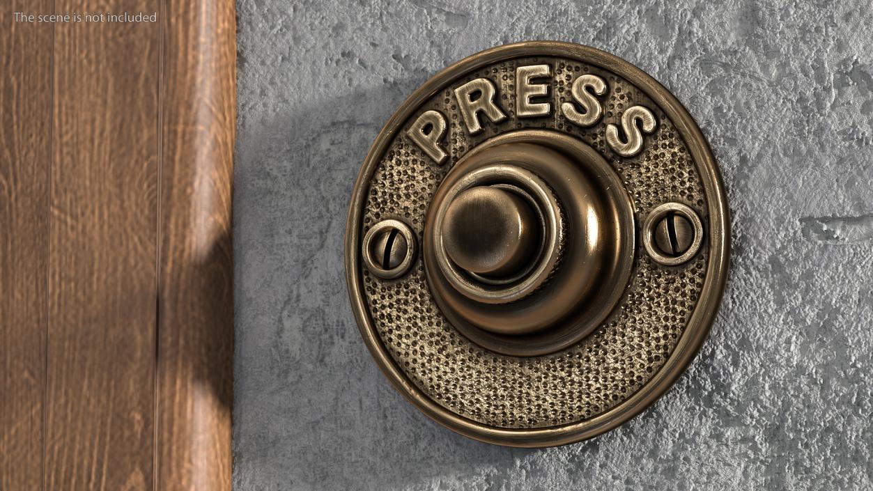 3D Round Solid Brass Doorbell Button model