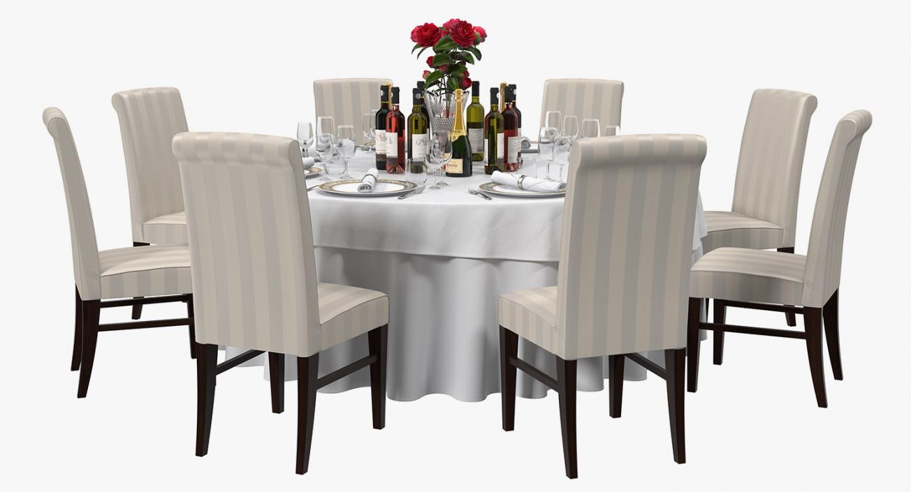 3D model Round Served Table With Drinks