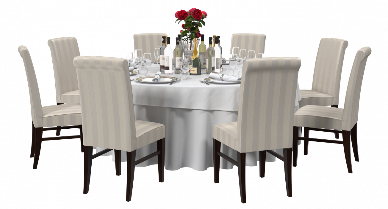 3D model Round Served Table With Drinks