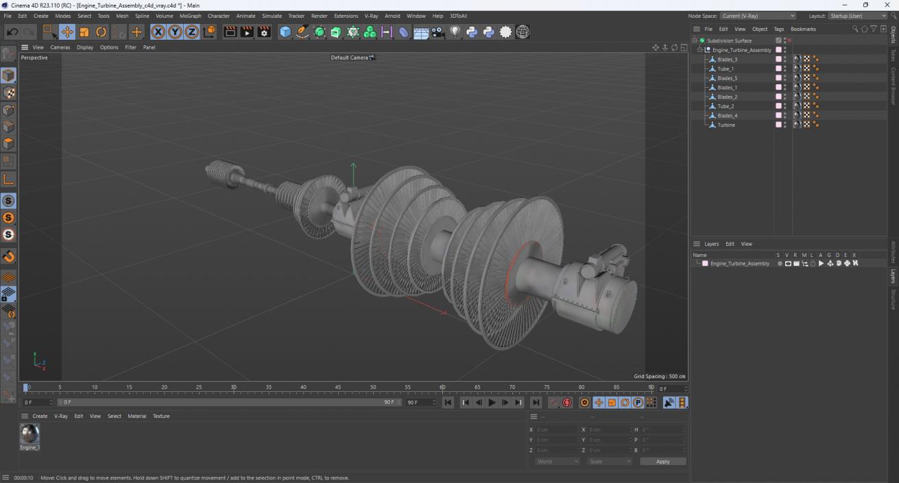 3D Engine Turbine Assembly model