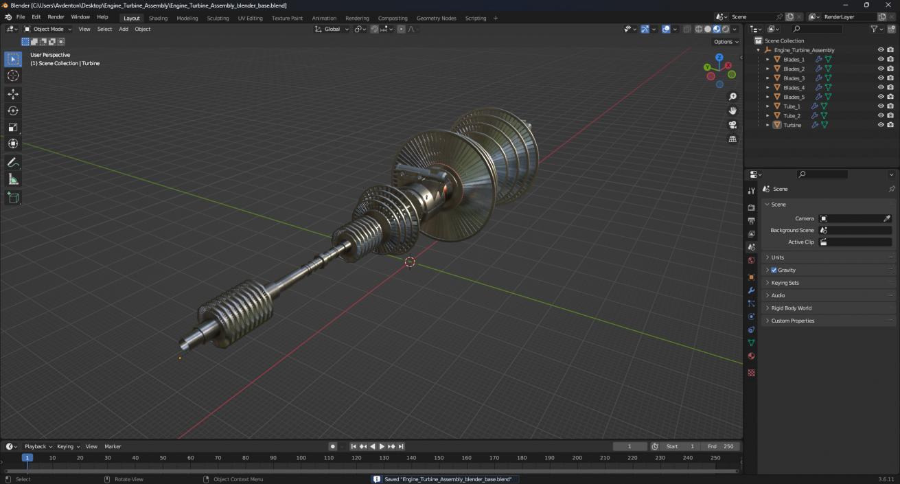 3D Engine Turbine Assembly model