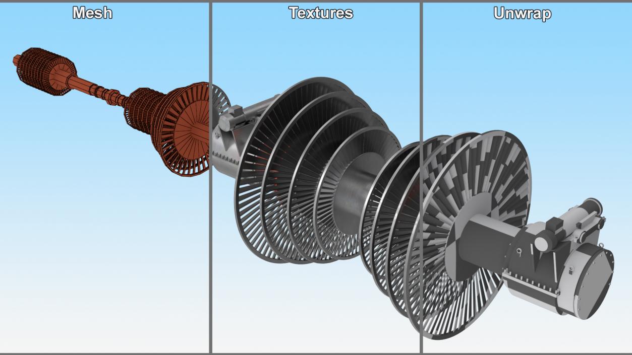 3D Engine Turbine Assembly model