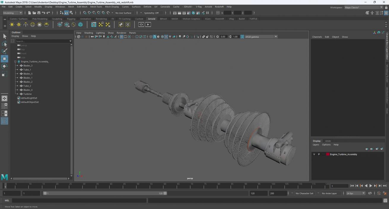 3D Engine Turbine Assembly model