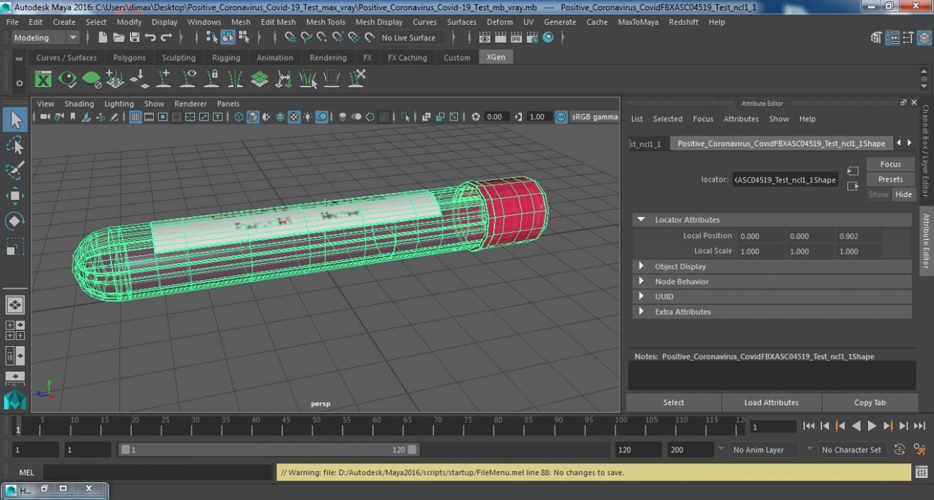 Positive Coronavirus Covid-19 Test 3D model