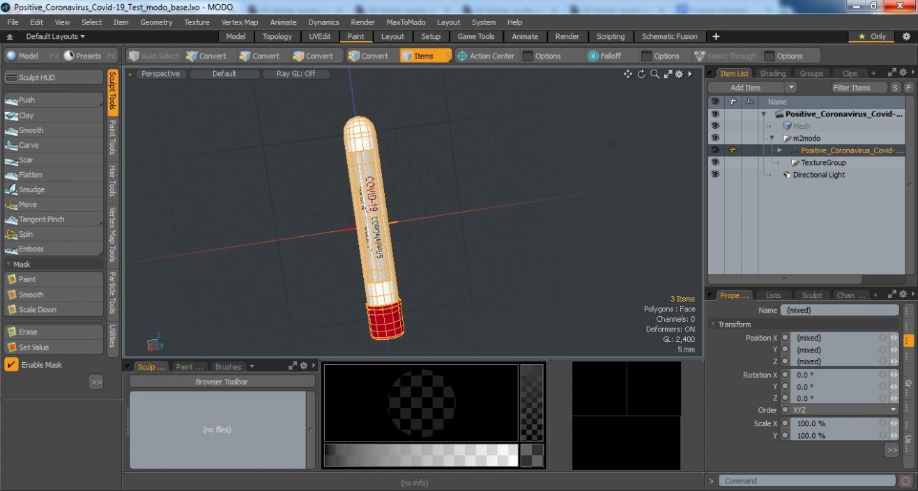 Positive Coronavirus Covid-19 Test 3D model