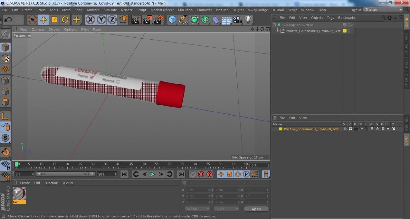 Positive Coronavirus Covid-19 Test 3D model