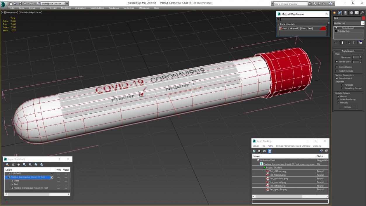 Positive Coronavirus Covid-19 Test 3D model