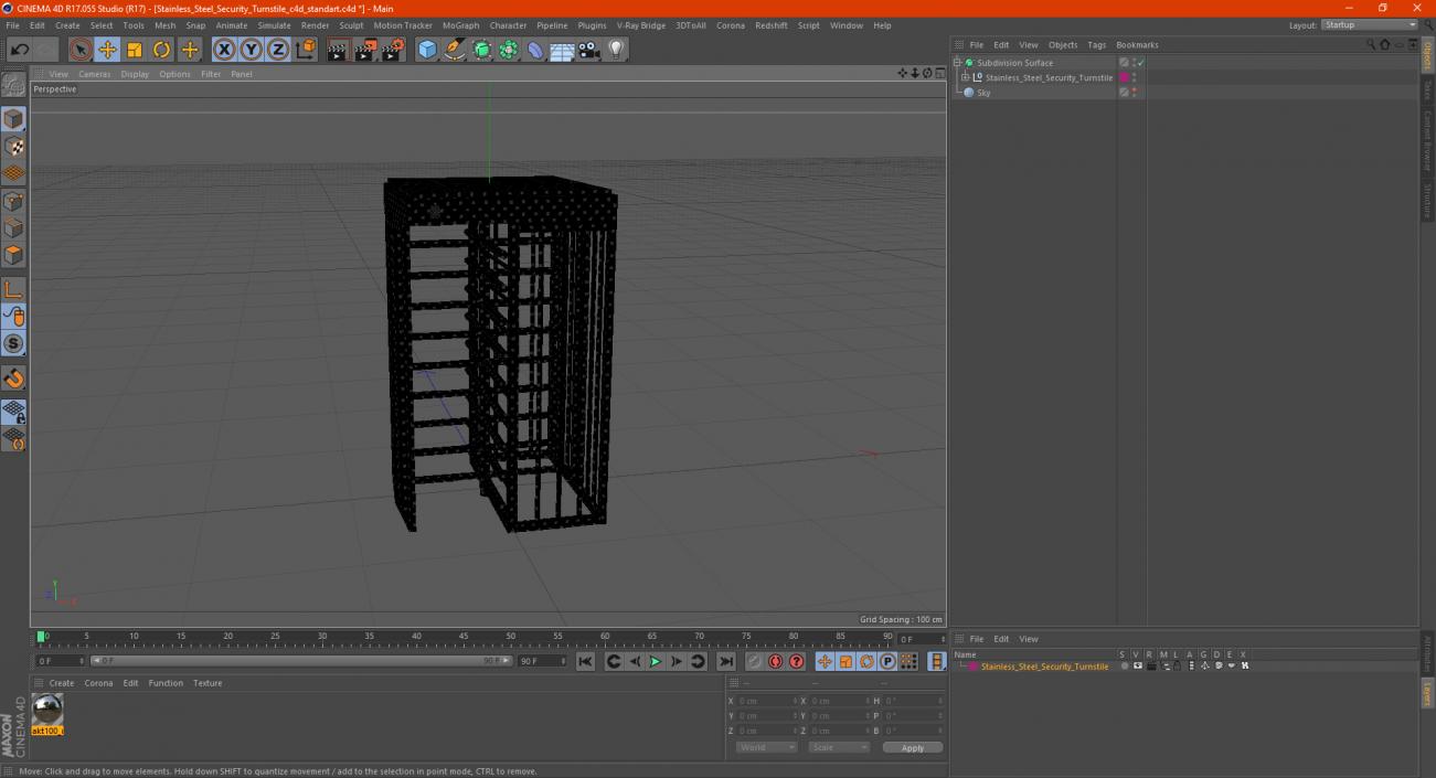 Stainless Steel Security Turnstile 3D model