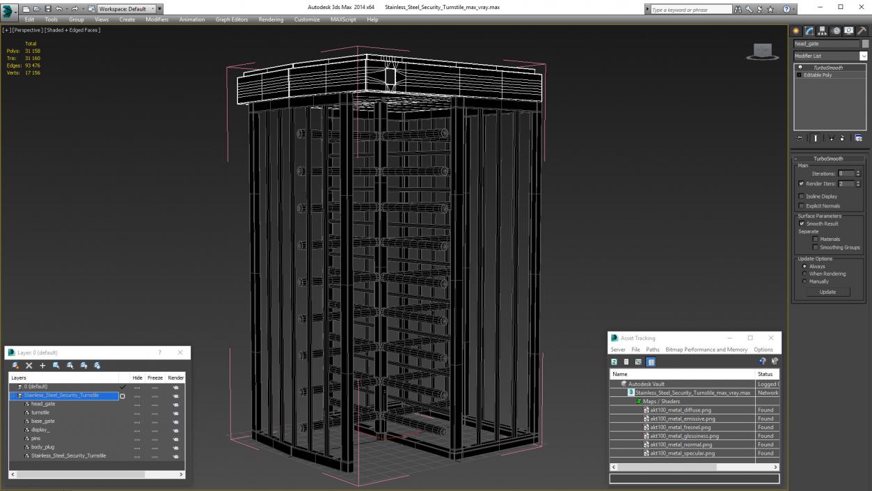 Stainless Steel Security Turnstile 3D model