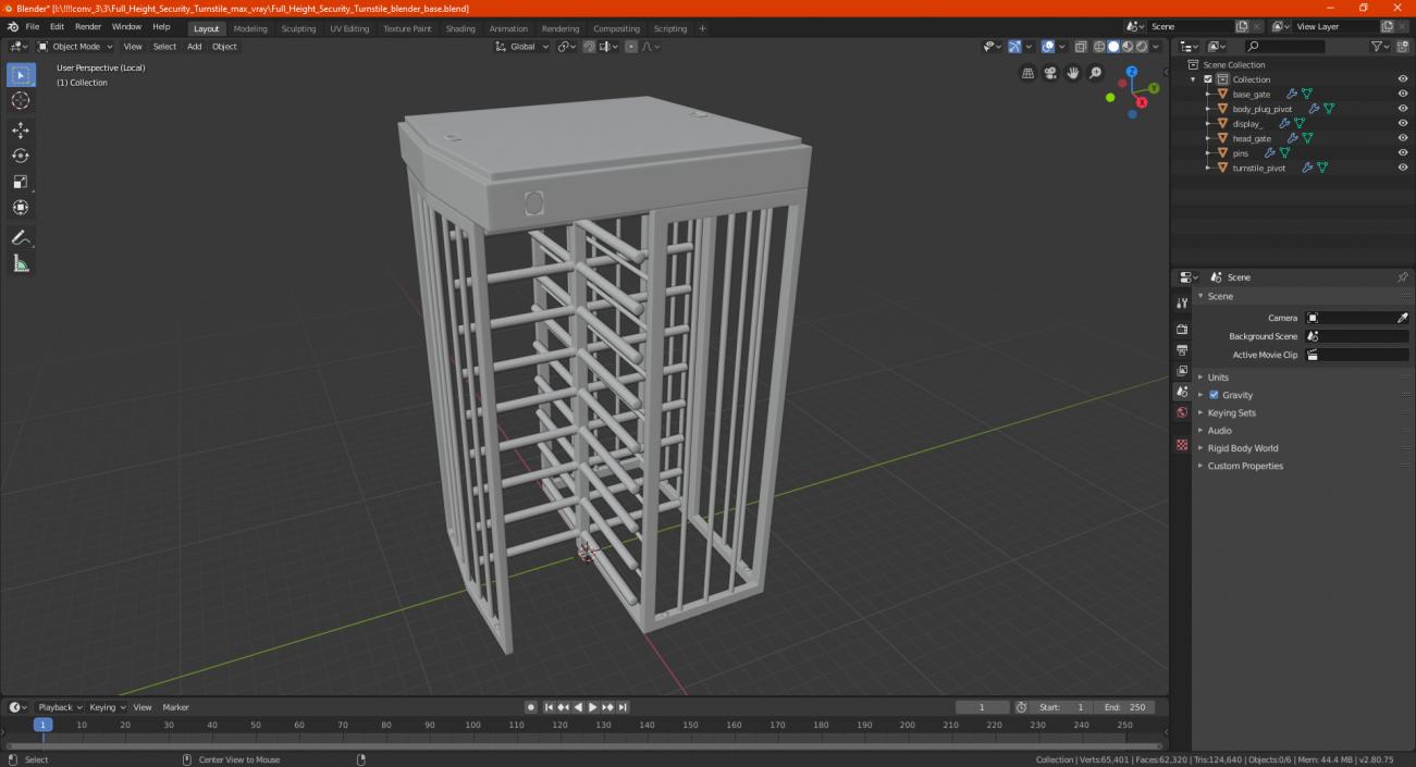 Stainless Steel Security Turnstile 3D model