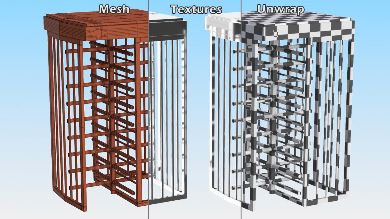 Stainless Steel Security Turnstile 3D model