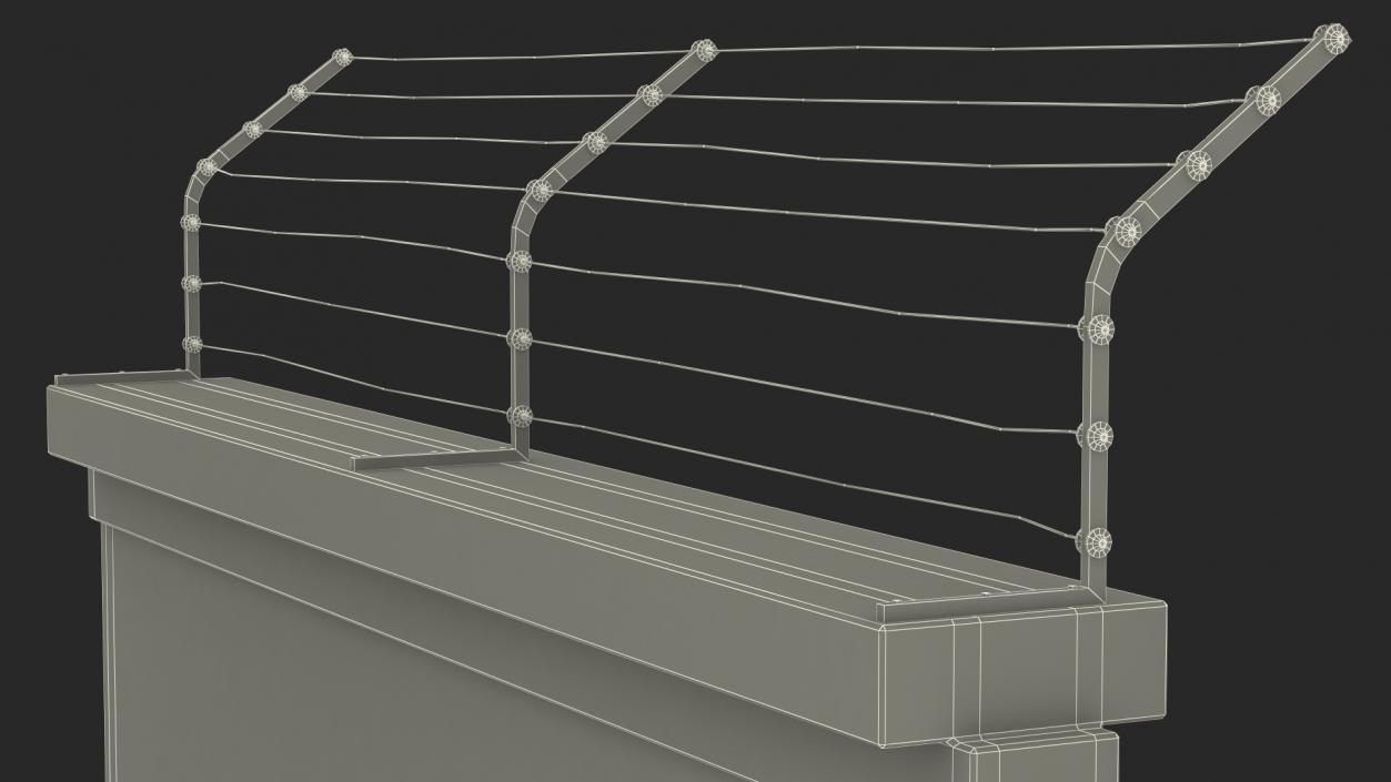 Concrete Wall with Electric Wire Fence Sections 3D