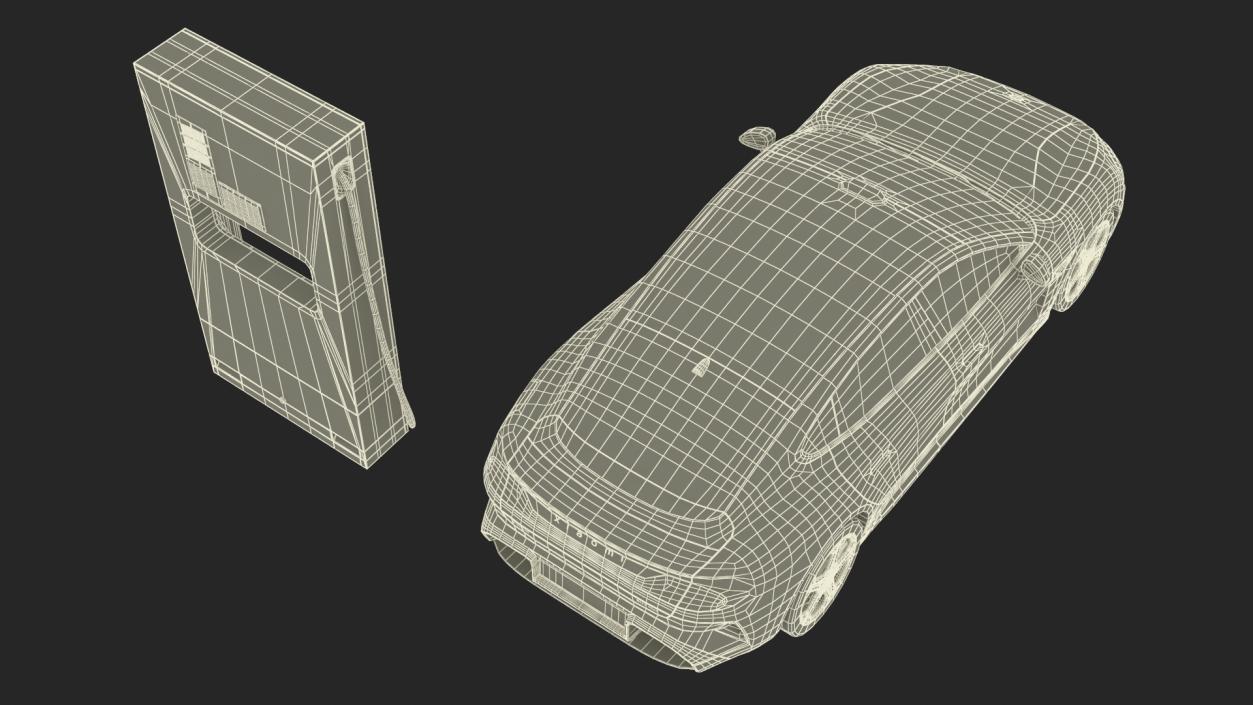 Electric Car Charging Station and Xiaomi Verdant Green 3D model