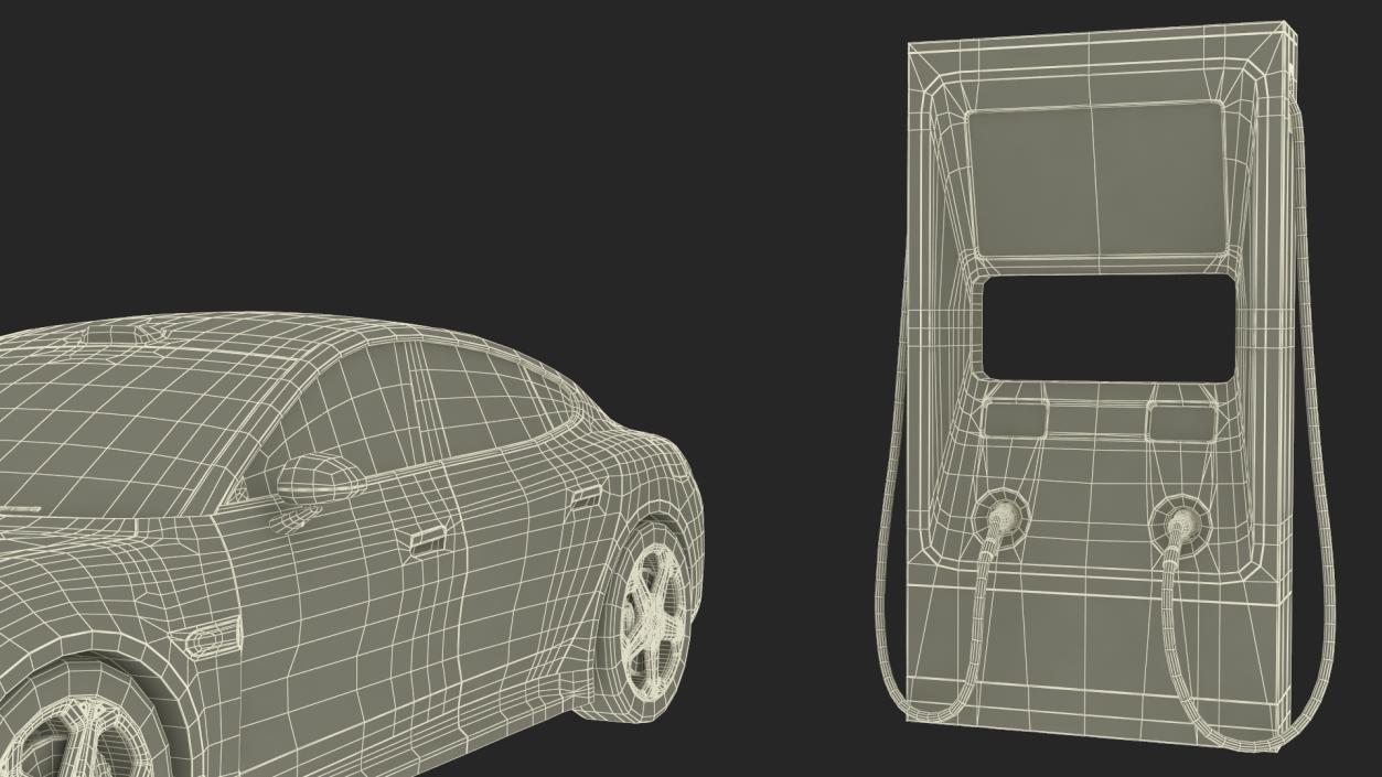 Electric Car Charging Station and Xiaomi Verdant Green 3D model