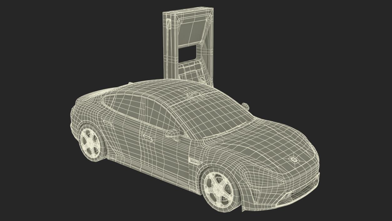 Electric Car Charging Station and Xiaomi Verdant Green 3D model